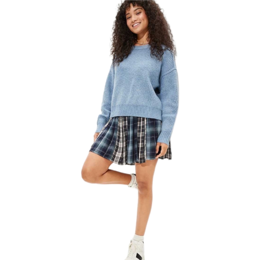 American Eagle Blue Snowdrift Crew Neck Sweater